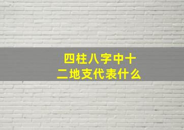 四柱八字中十二地支代表什么