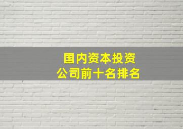 国内资本投资公司前十名排名