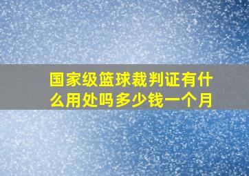 国家级篮球裁判证有什么用处吗多少钱一个月