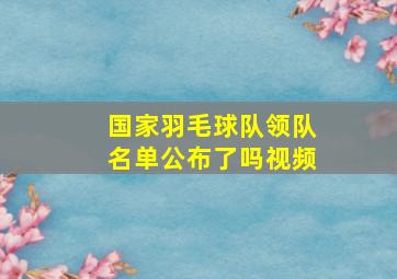 国家羽毛球队领队名单公布了吗视频