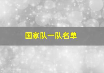 国家队一队名单