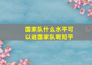 国家队什么水平可以进国家队呢知乎