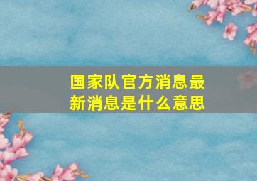 国家队官方消息最新消息是什么意思