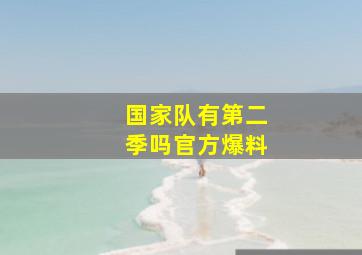 国家队有第二季吗官方爆料