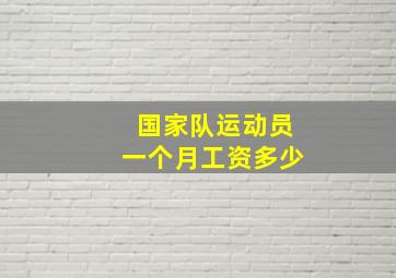 国家队运动员一个月工资多少