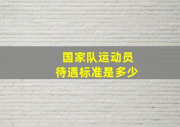 国家队运动员待遇标准是多少