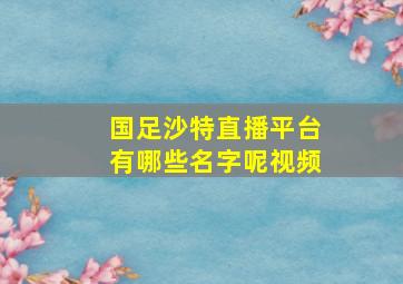 国足沙特直播平台有哪些名字呢视频