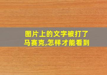 图片上的文字被打了马赛克,怎样才能看到