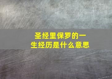 圣经里保罗的一生经历是什么意思