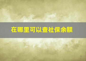 在哪里可以查社保余额