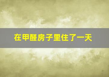 在甲醛房子里住了一天