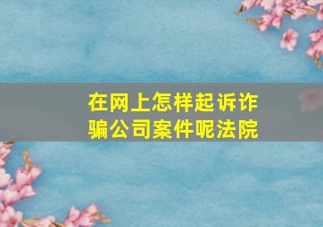 在网上怎样起诉诈骗公司案件呢法院