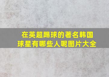 在英超踢球的著名韩国球星有哪些人呢图片大全