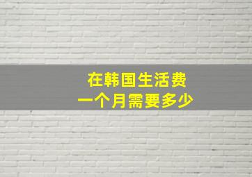 在韩国生活费一个月需要多少