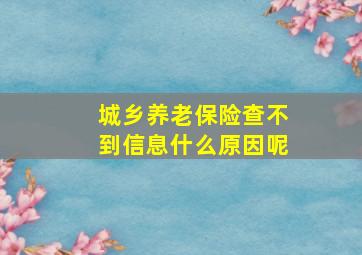 城乡养老保险查不到信息什么原因呢