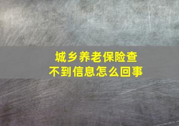 城乡养老保险查不到信息怎么回事