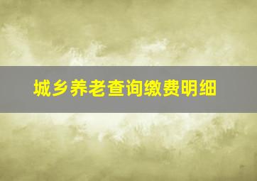 城乡养老查询缴费明细