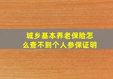 城乡基本养老保险怎么查不到个人参保证明