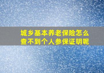 城乡基本养老保险怎么查不到个人参保证明呢