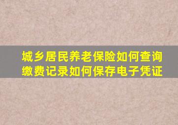 城乡居民养老保险如何查询缴费记录如何保存电子凭证