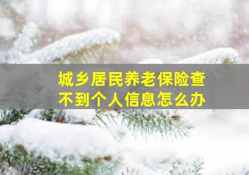 城乡居民养老保险查不到个人信息怎么办