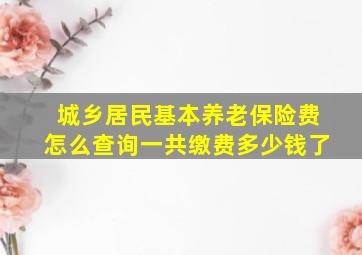 城乡居民基本养老保险费怎么查询一共缴费多少钱了