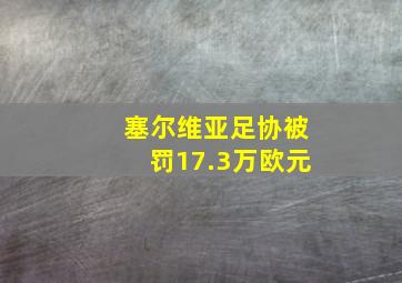 塞尔维亚足协被罚17.3万欧元