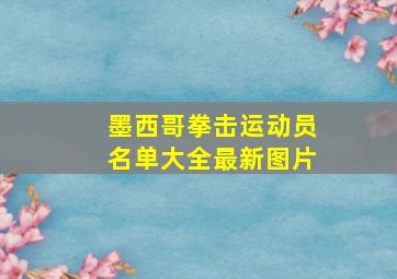 墨西哥拳击运动员名单大全最新图片