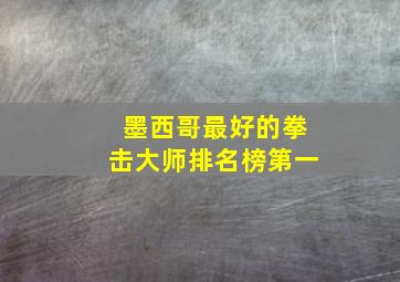 墨西哥最好的拳击大师排名榜第一