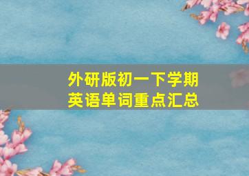 外研版初一下学期英语单词重点汇总