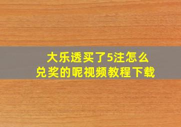 大乐透买了5注怎么兑奖的呢视频教程下载