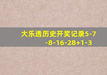 大乐透历史开奖记录5-7-8-16-28+1-3