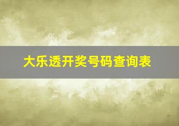 大乐透开奖号码查询表