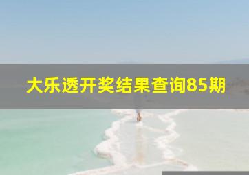 大乐透开奖结果查询85期