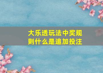 大乐透玩法中奖规则什么是追加投注