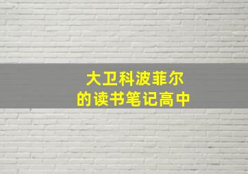 大卫科波菲尔的读书笔记高中