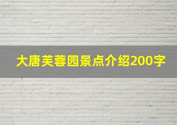 大唐芙蓉园景点介绍200字