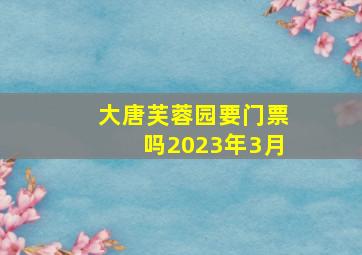 大唐芙蓉园要门票吗2023年3月