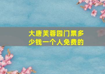 大唐芙蓉园门票多少钱一个人免费的