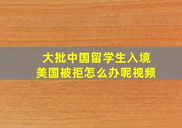 大批中国留学生入境美国被拒怎么办呢视频