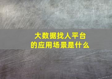 大数据找人平台的应用场景是什么