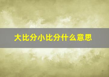 大比分小比分什么意思