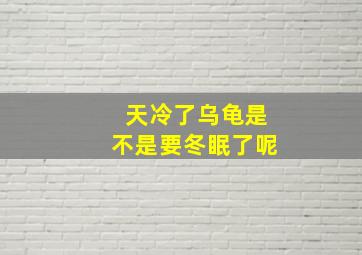 天冷了乌龟是不是要冬眠了呢