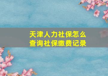 天津人力社保怎么查询社保缴费记录