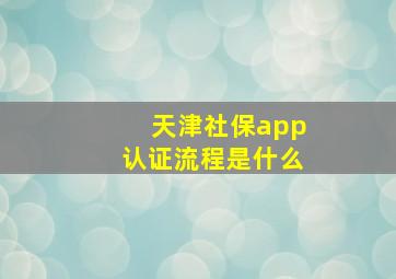 天津社保app认证流程是什么