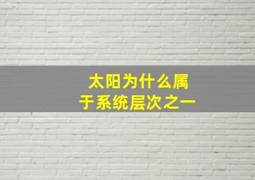 太阳为什么属于系统层次之一