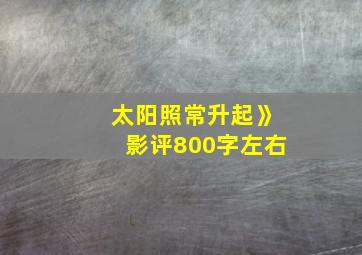 太阳照常升起》影评800字左右