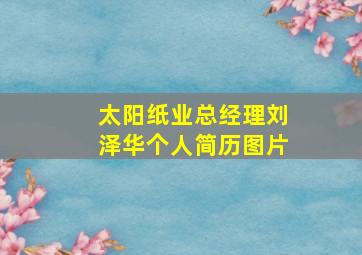 太阳纸业总经理刘泽华个人简历图片