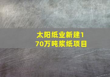 太阳纸业新建170万吨浆纸项目