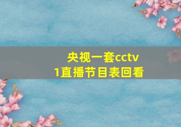 央视一套cctv1直播节目表回看